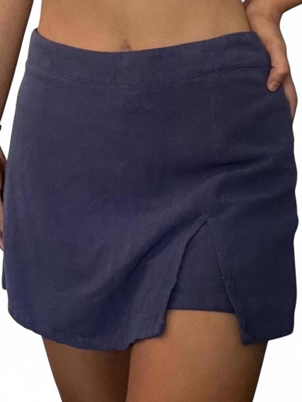 Blue Blush Navy Blue Mini Skirt with Front Slit
